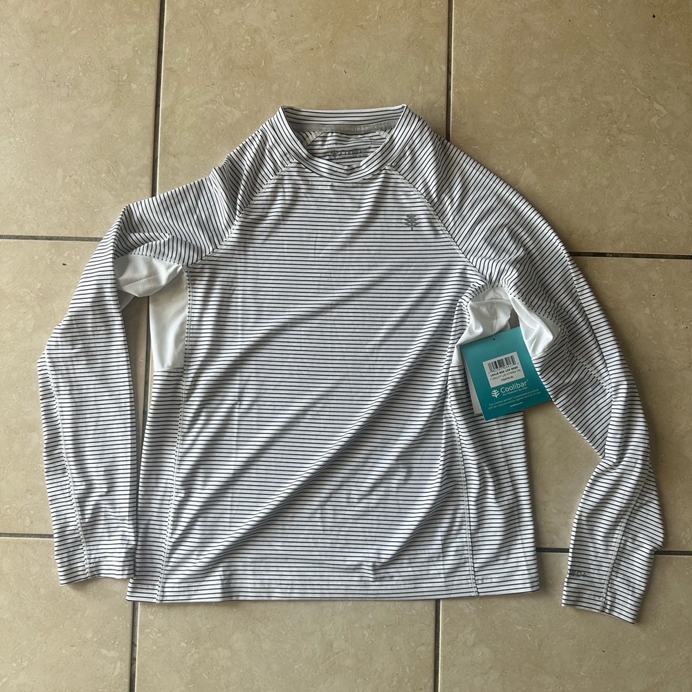 Coolibar Black and White Striped Tee